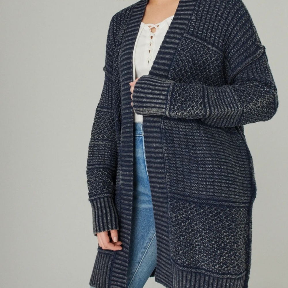 Lucky Brand Blue Oversized Knit Cardigan - Picture 3 of 16